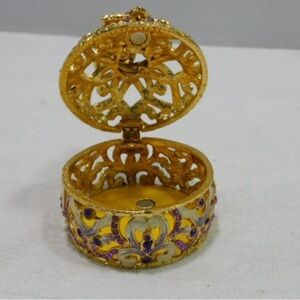 Elegant Gold and Purple Filigree Jewelry Box